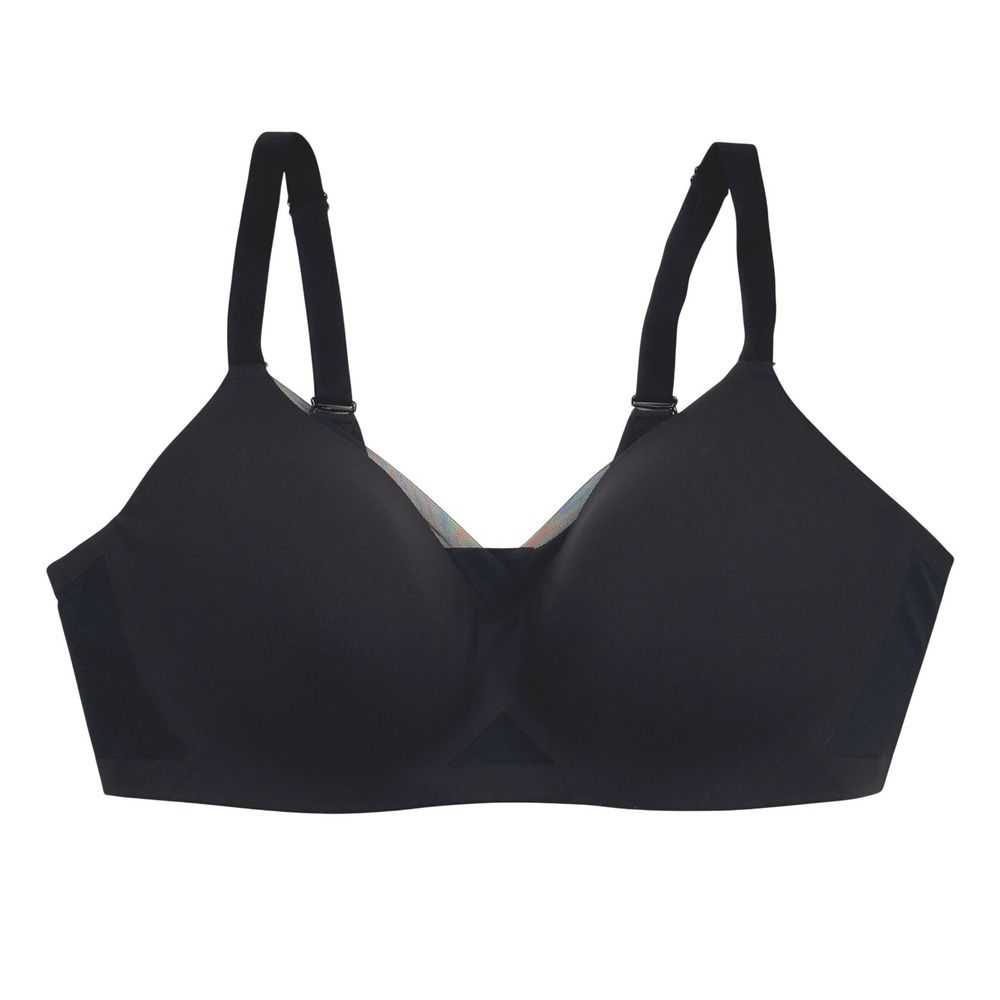 Honeylove Womens CrossOver Wireless Bra Size 38D Black Comfort Convertible